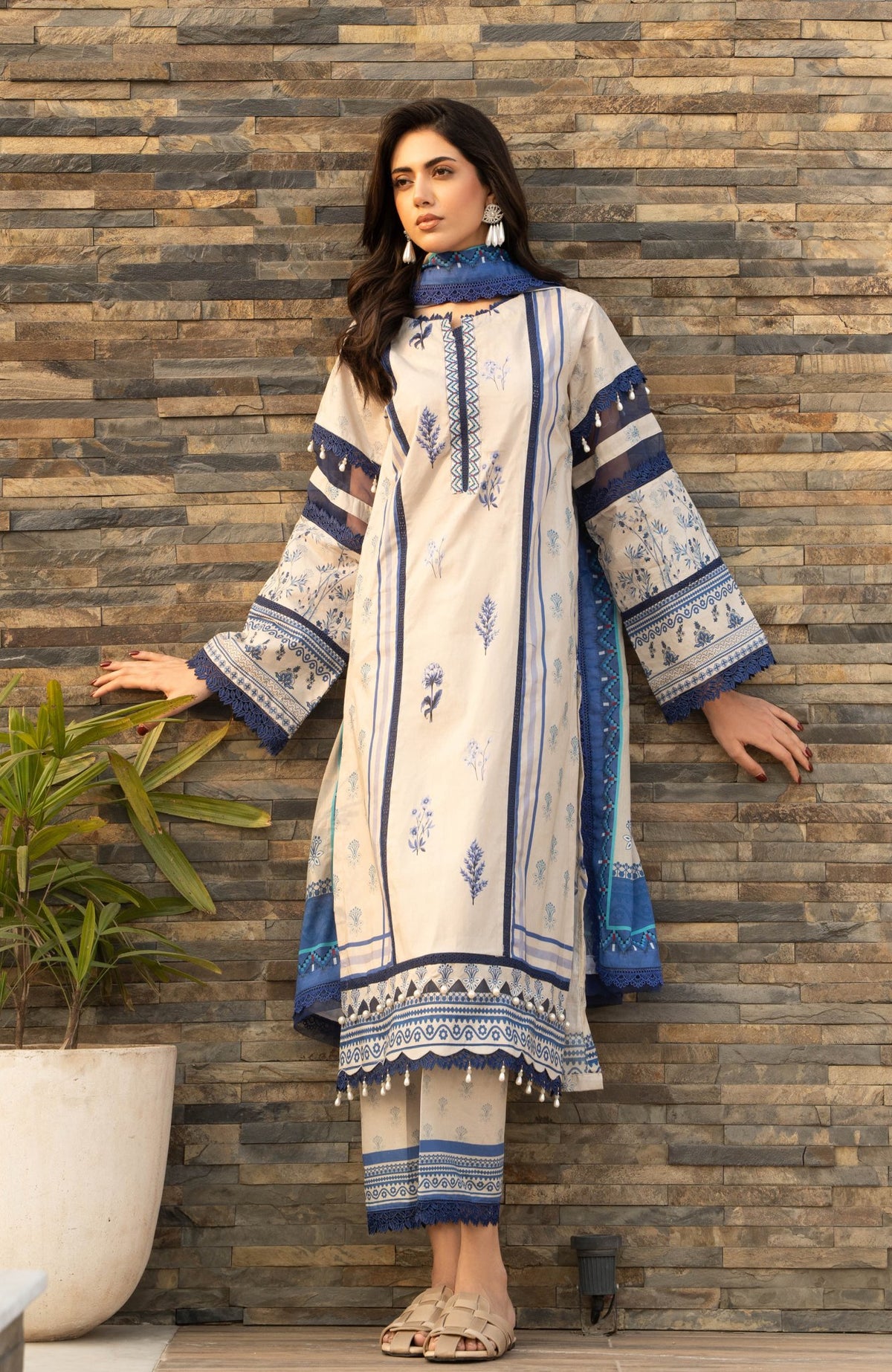 Alzohaib | Premium Prints 25 | AZP-25-14-Brand:Al Zohaib-Type:Ladies Clothes-Off White-Digital Printed-House of Maryam- Buy in UK, USA