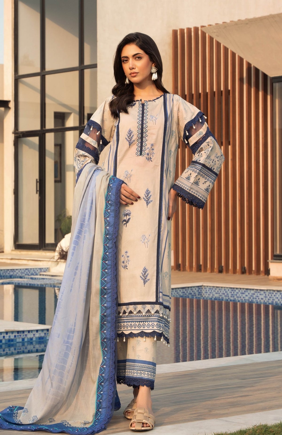 Alzohaib | Premium Prints 25 | AZP-25-14-Brand:Al Zohaib-Type:Ladies Clothes-Off White-Digital Printed-House of Maryam- Buy in UK, USA