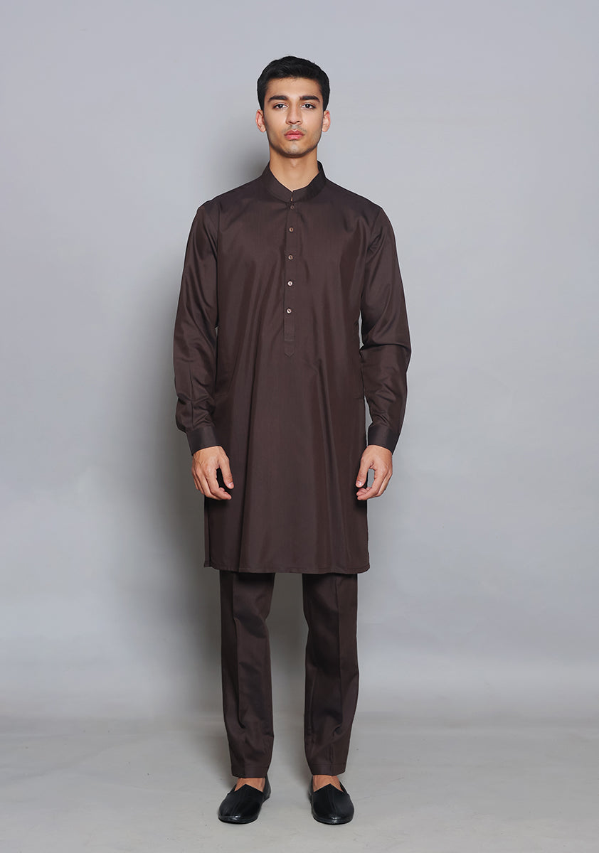 Pakistani Menswear | Amir Adnan - Basic Poly Viscose Coffee Been Slim Fit Suit by Designer House of Maryam Ltd. - House of Maryam - Pakistani Designer Ethnic Wear in {{ shop.shopifyCountryName }}