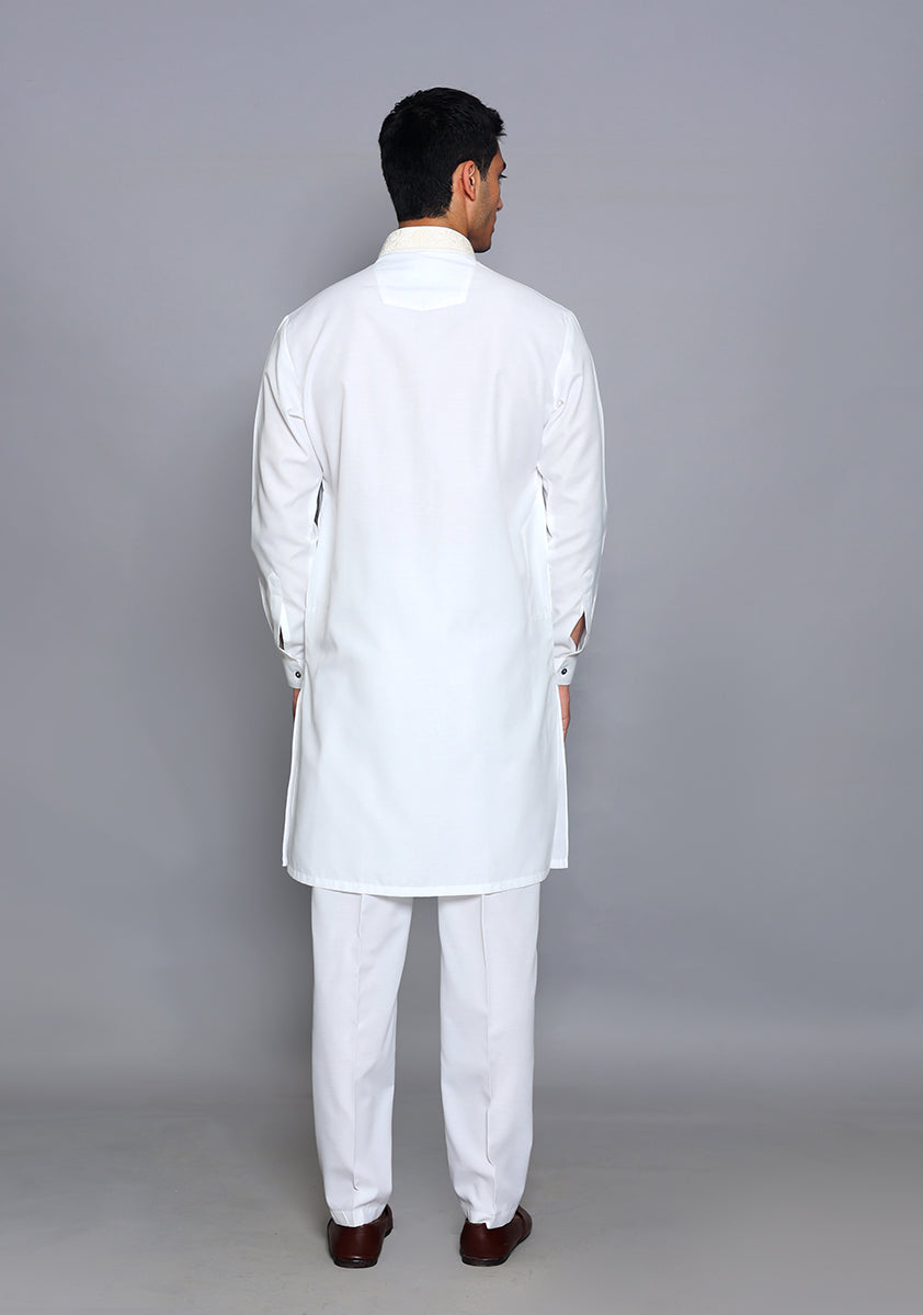 Pakistani Menswear | Amir Adnan - Basic Cotton Silk Cloud Dancer Slim Fit Embroidered Suit by Designer House of Maryam Ltd. - House of Maryam - Pakistani Designer Ethnic Wear in {{ shop.shopifyCountryName }}