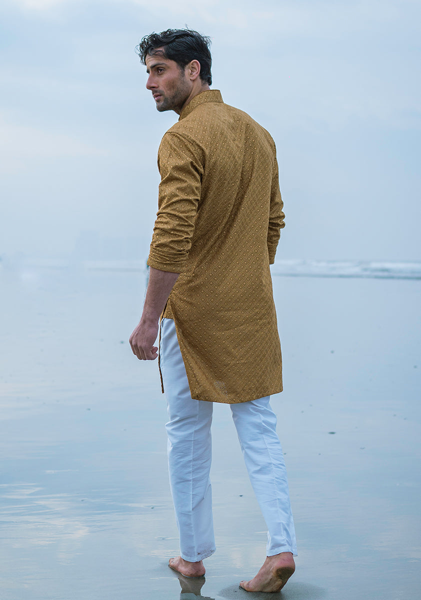 Pakistani Menswear | Amir Adnan - Basic Cotton Dijon Slim Fit Kurta by Designer House of Maryam Ltd. - House of Maryam - Pakistani Designer Ethnic Wear in {{ shop.shopifyCountryName }}