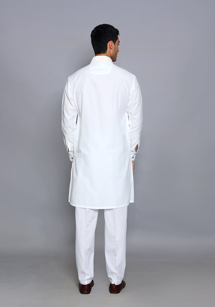 Pakistani Menswear | Amir Adnan - Basic Cotton Silk Cloud Dancer Slim Fit Embroidered Suit by Designer House of Maryam Ltd. - House of Maryam - Pakistani Designer Ethnic Wear in {{ shop.shopifyCountryName }}