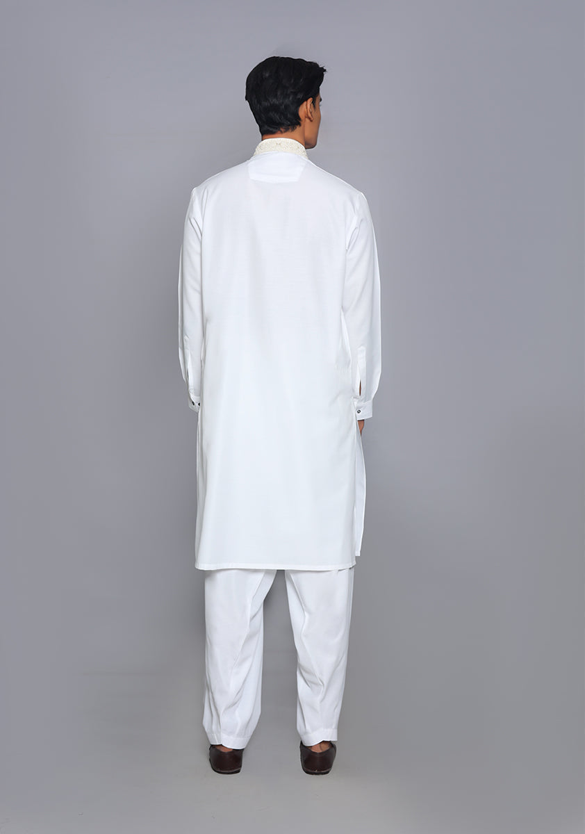 Pakistani Menswear | Amir Adnan - Basic Cotton Silk Cloud Dancer Classic Fit Embroidered Suit by Designer House of Maryam Ltd. - House of Maryam - Pakistani Designer Ethnic Wear in {{ shop.shopifyCountryName }}