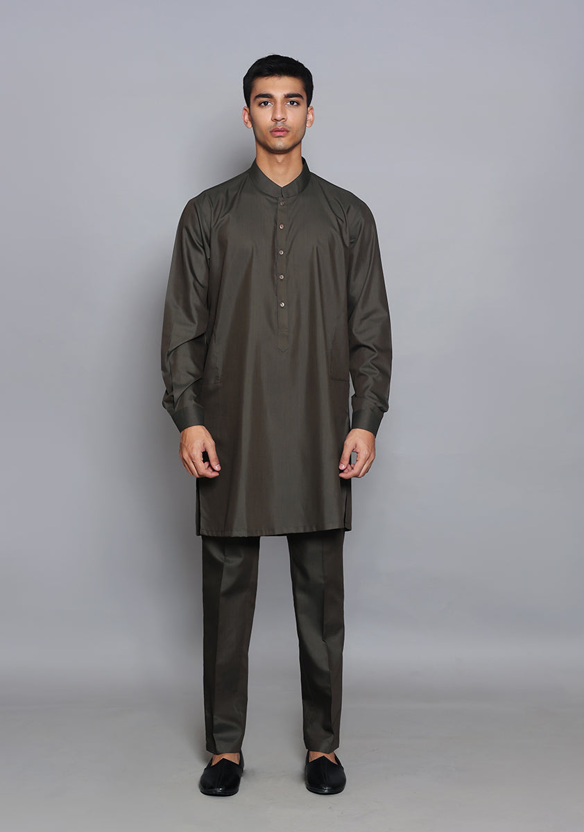 Pakistani Menswear | Amir Adnan - Basic Poly Viscose Tarmac Slim Fit Suit by Designer House of Maryam Ltd. - House of Maryam - Pakistani Designer Ethnic Wear in {{ shop.shopifyCountryName }}