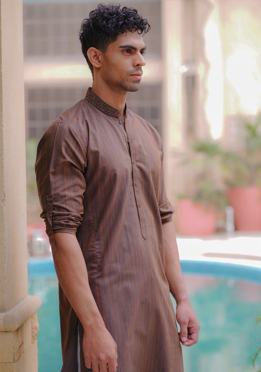 Pakistani Menswear | Amir Adnan - Basic Poly Viscose Mustang Slim Fit Kurta by Designer House of Maryam Ltd. - House of Maryam - Pakistani Designer Ethnic Wear in {{ shop.shopifyCountryName }}