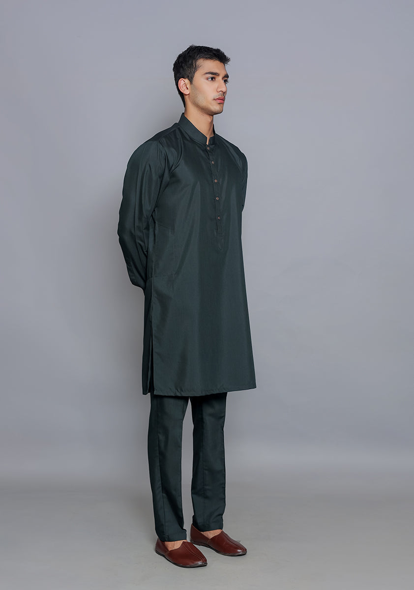 Pakistani Menswear | Amir Adnan - Basic Poly Viscose Ebony Slim Fit Suit by Designer House of Maryam Ltd. - House of Maryam - Pakistani Designer Ethnic Wear in {{ shop.shopifyCountryName }}