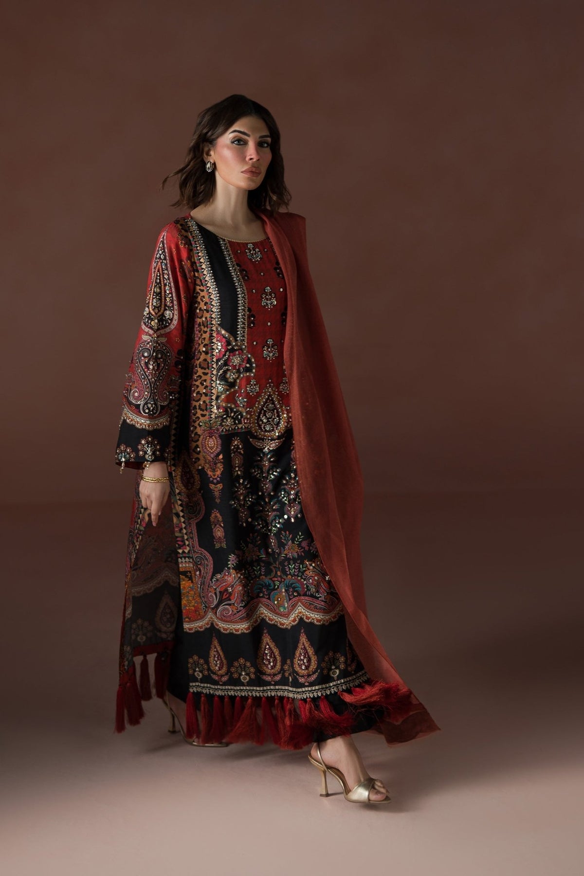 Ammara Khan | Flo 25 | (D-02)-Brand:Ammara Khan-Type:Ladies Clothes-Black-Raw Silk-House of Maryam- Buy in UK, USA