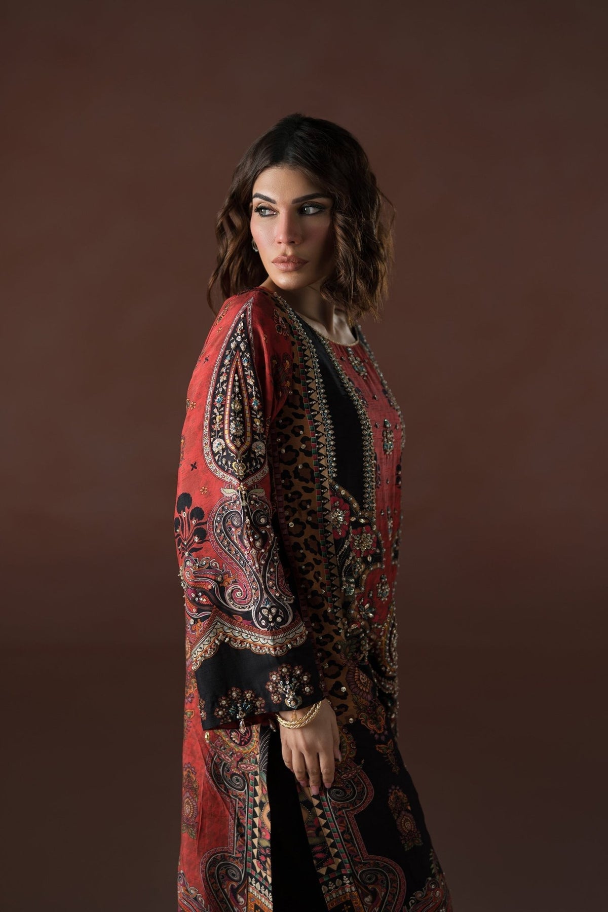 Ammara Khan | Flo 25 | (D-02)-Brand:Ammara Khan-Type:Ladies Clothes-Black-Raw Silk-House of Maryam- Buy in UK, USA