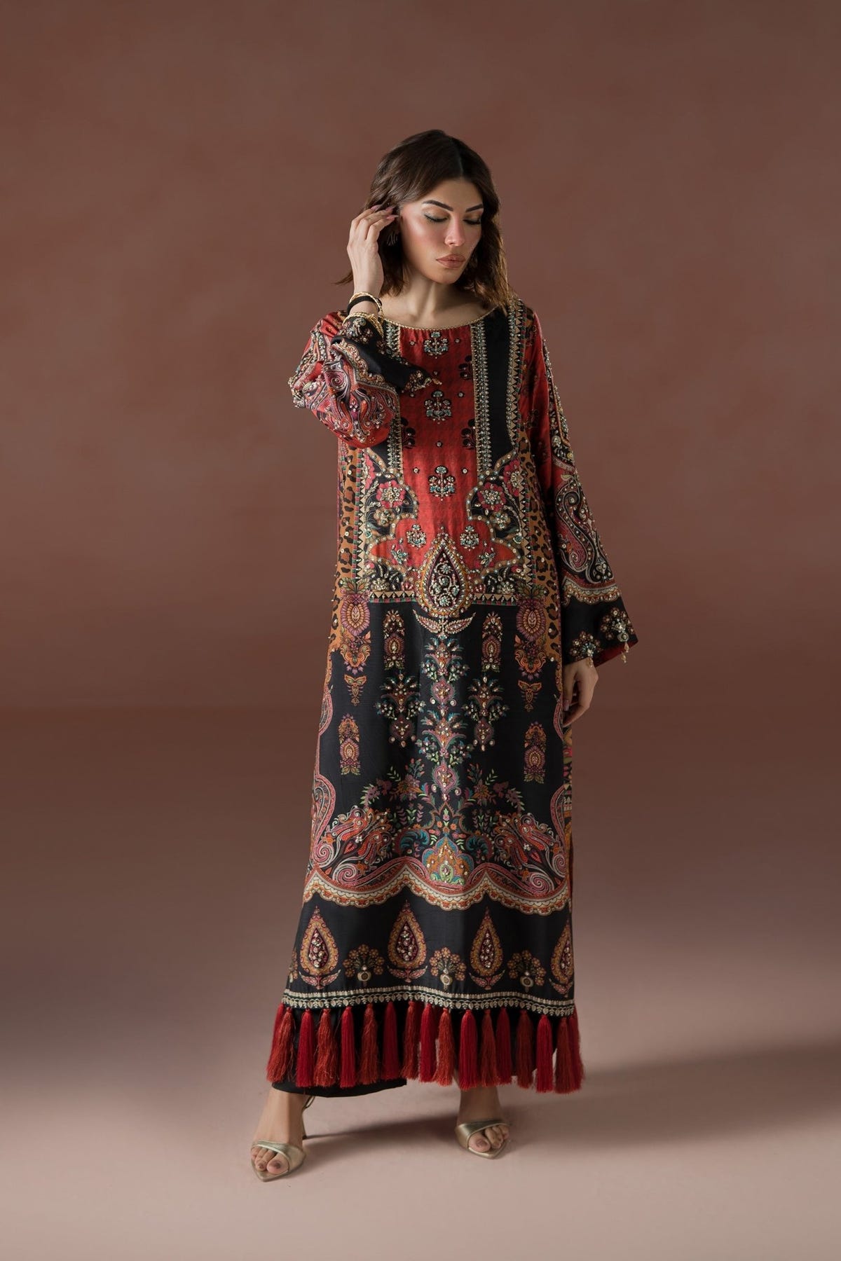 Ammara Khan | Flo 25 | (D-02)-Brand:Ammara Khan-Type:Ladies Clothes-Black-Raw Silk-House of Maryam- Buy in UK, USA