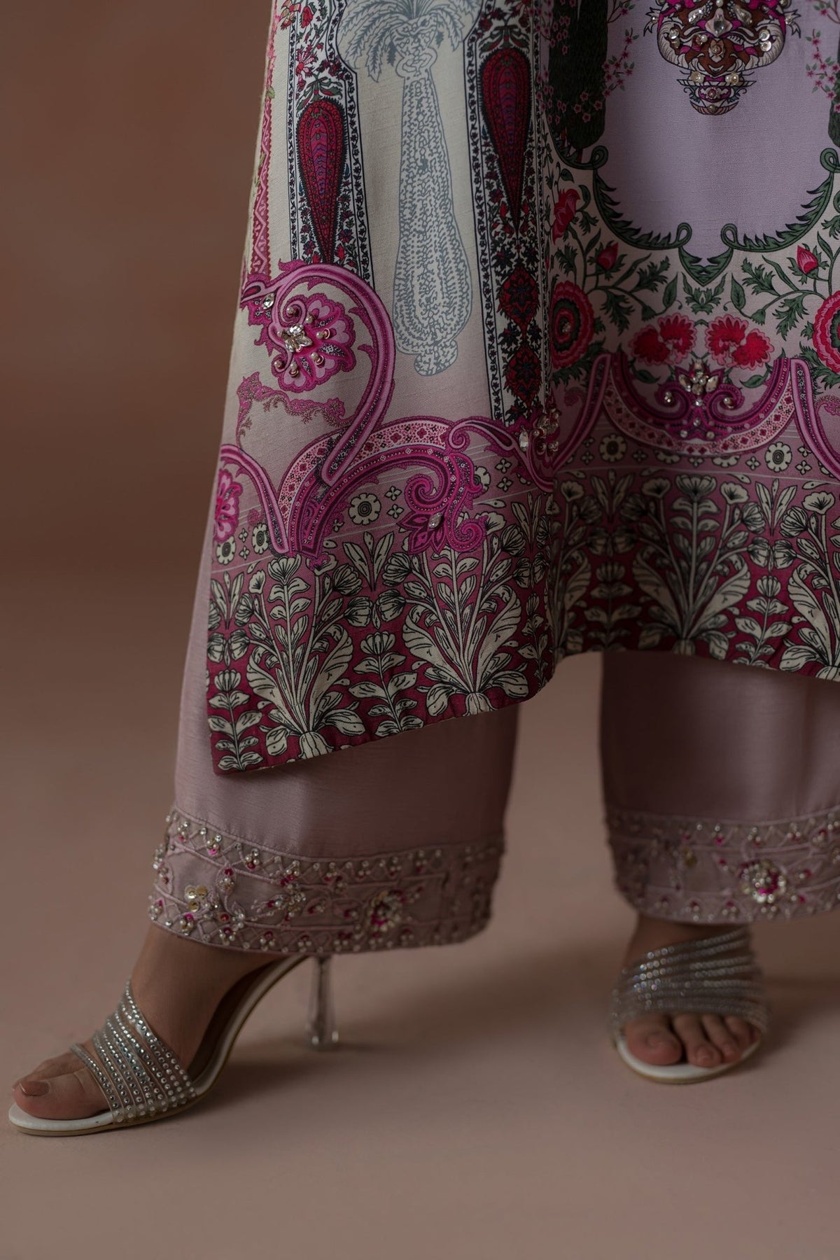 Ammara Khan | Flo 25 | Raspberry Cooler Long shirt Set (D-05)-Brand:Ammara Khan-Type:Ladies Clothes-Cloud Gray-Raw Silk-House of Maryam- Buy in UK, USA