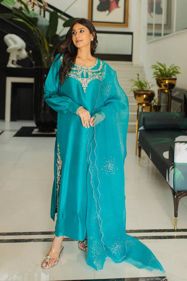 Jeem | Luxury Pret | ANNA TEAL by Designer Jeem - House of Maryam - Pakistani Designer Ethnic Wear in {{ shop.shopifyCountryName }}