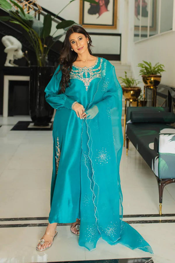 Jeem | Luxury Pret | ANNA TEAL -  Jeem Luxury - Original Designer Dress - House of Maryam