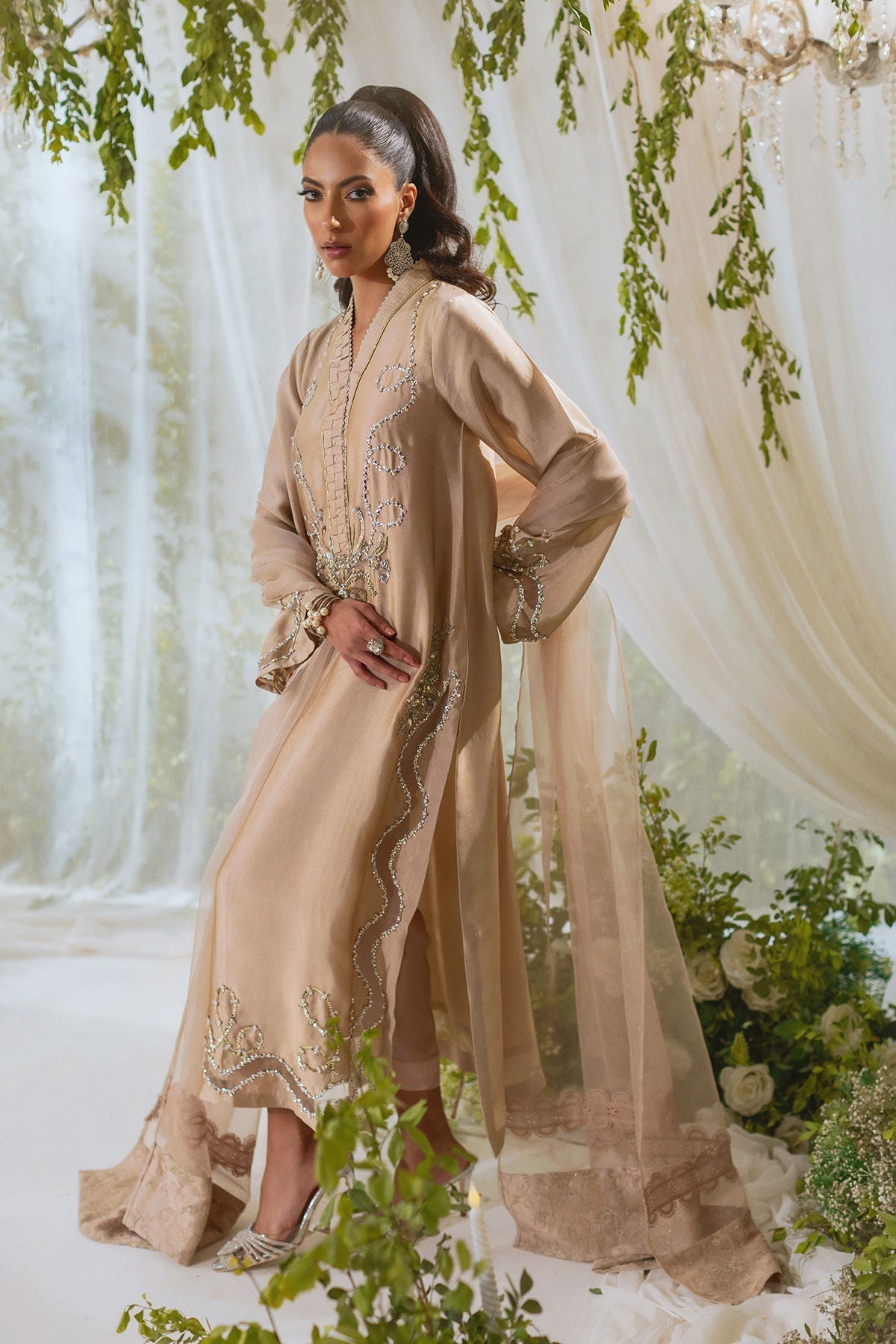 Annus Abrar | Lumi Eid Edit | Amalina Sand-Brand:Annus Abrar-Type:Ladies Clothes-Desert Sand-Silk-House of Maryam- Buy in UK, USA