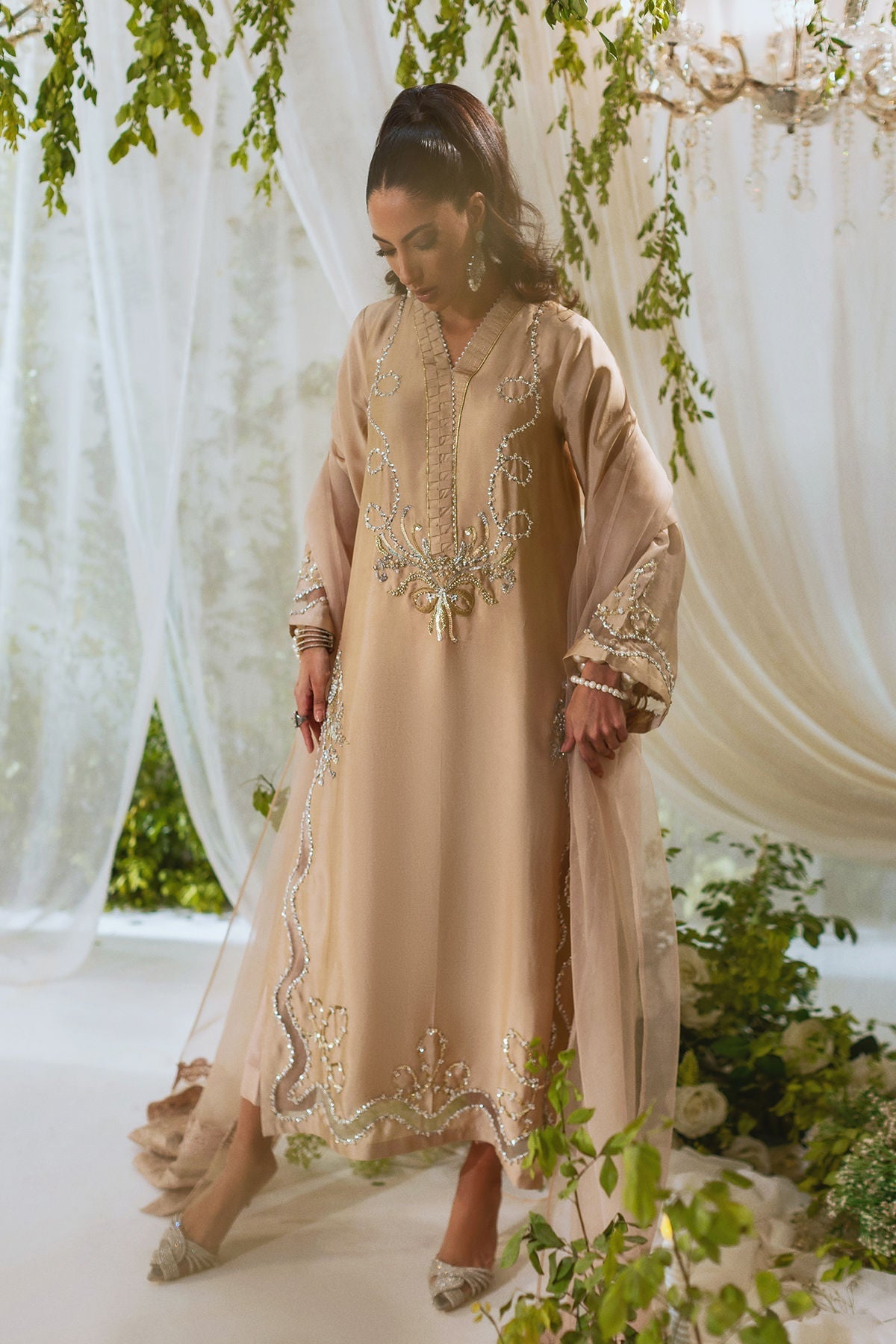 Annus Abrar | Lumi Eid Edit | Amalina Sand-Brand:Annus Abrar-Type:Ladies Clothes-Desert Sand-Silk-House of Maryam- Buy in UK, USA
