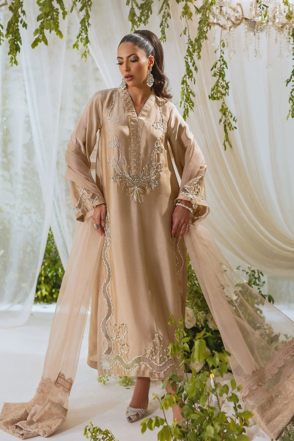 Annus Abrar | Lumi Eid Edit | Amalina Sand-Brand:Annus Abrar-Type:Ladies Clothes-Desert Sand-Silk-House of Maryam- Buy in UK, USA