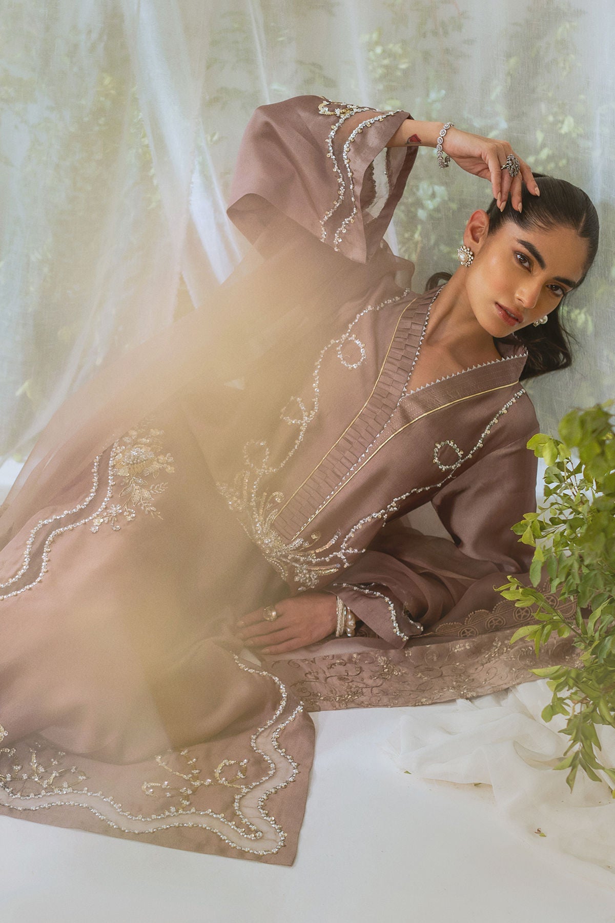 Annus Abrar | Lumi Eid Edit | Amalina Taupe-Brand:Annus Abrar-Type:Ladies Clothes-Toupe Gold-Silk-House of Maryam- Buy in UK, USA