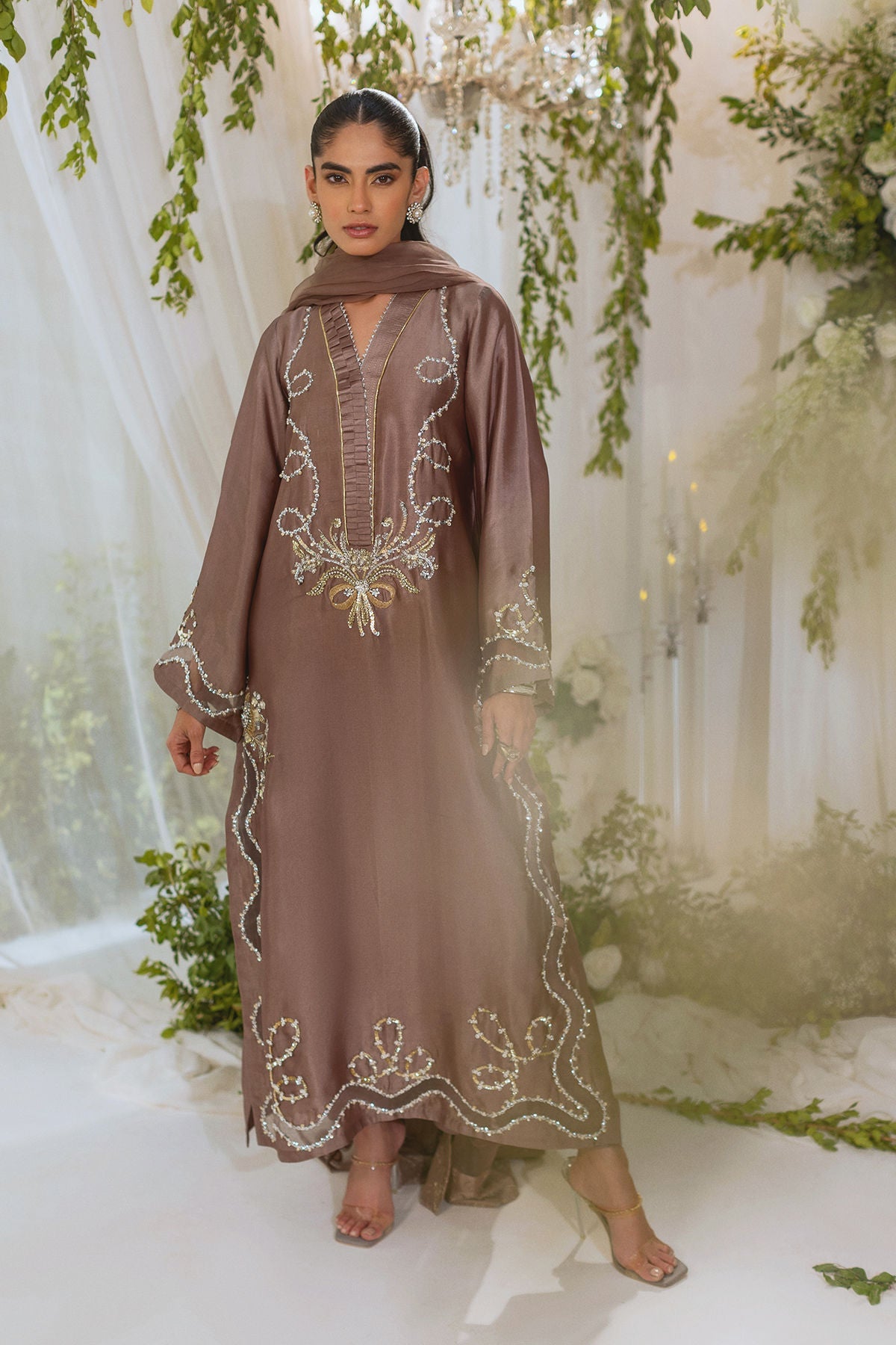 Annus Abrar | Lumi Eid Edit | Amalina Taupe-Brand:Annus Abrar-Type:Ladies Clothes-Toupe Gold-Silk-House of Maryam- Buy in UK, USA