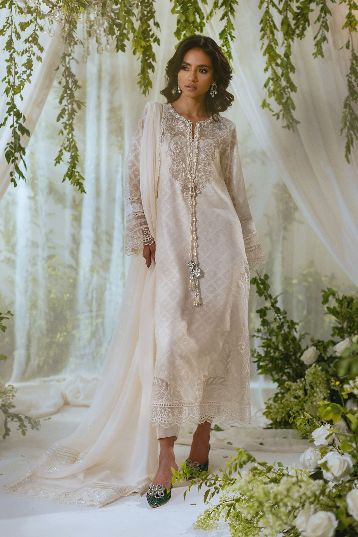 Annus Abrar | Lumi Eid Edit | Aynur-Brand:Annus Abrar-Type:Ladies Clothes-White-Silk Net-House of Maryam- Buy in UK, USA