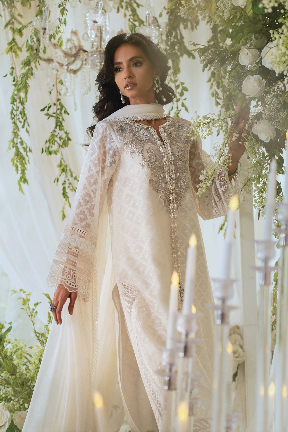 Annus Abrar | Lumi Eid Edit | Aynur-Brand:Annus Abrar-Type:Ladies Clothes-White-Silk Net-House of Maryam- Buy in UK, USA