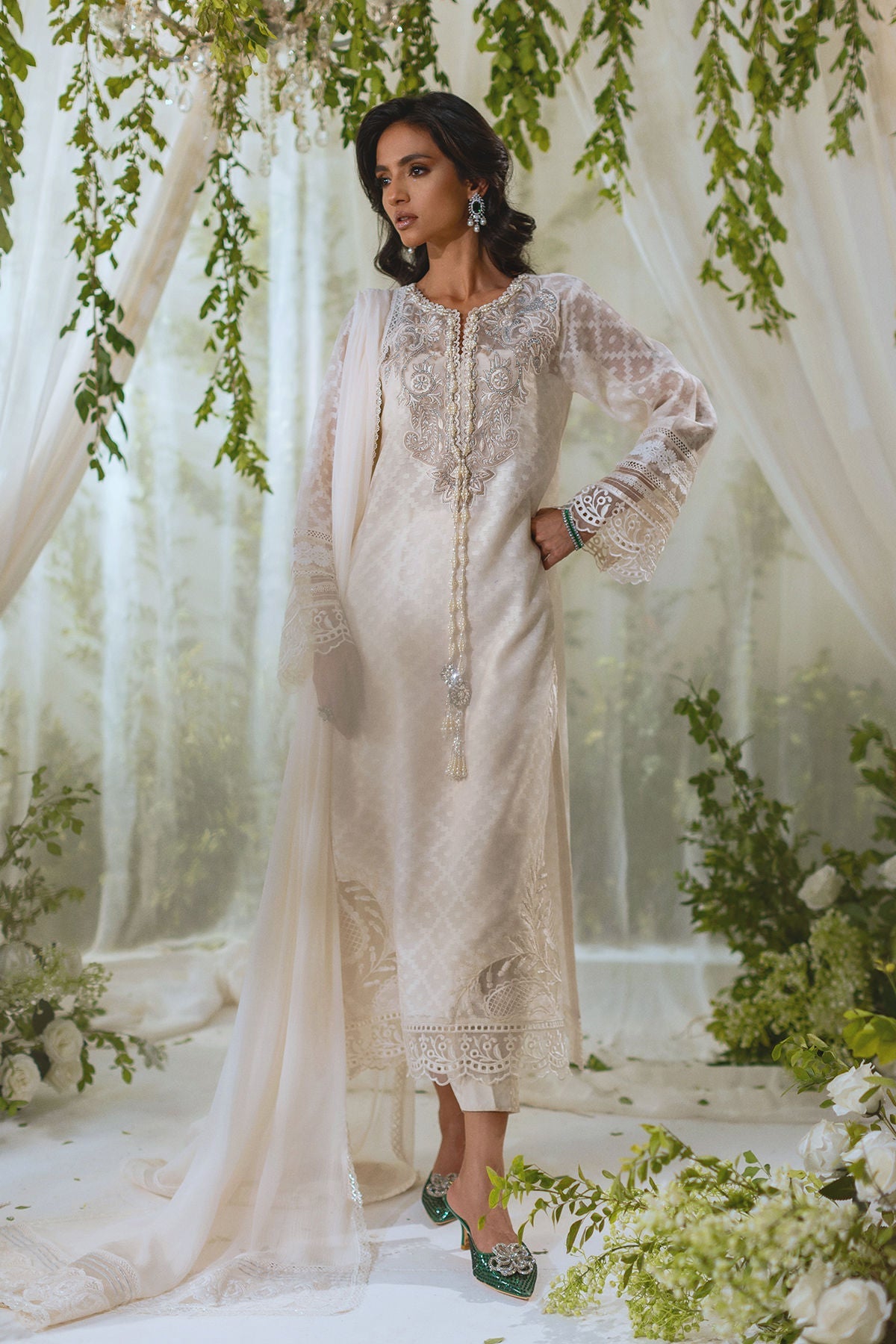 Annus Abrar | Lumi Eid Edit | Aynur-Brand:Annus Abrar-Type:Ladies Clothes-White-Silk Net-House of Maryam- Buy in UK, USA