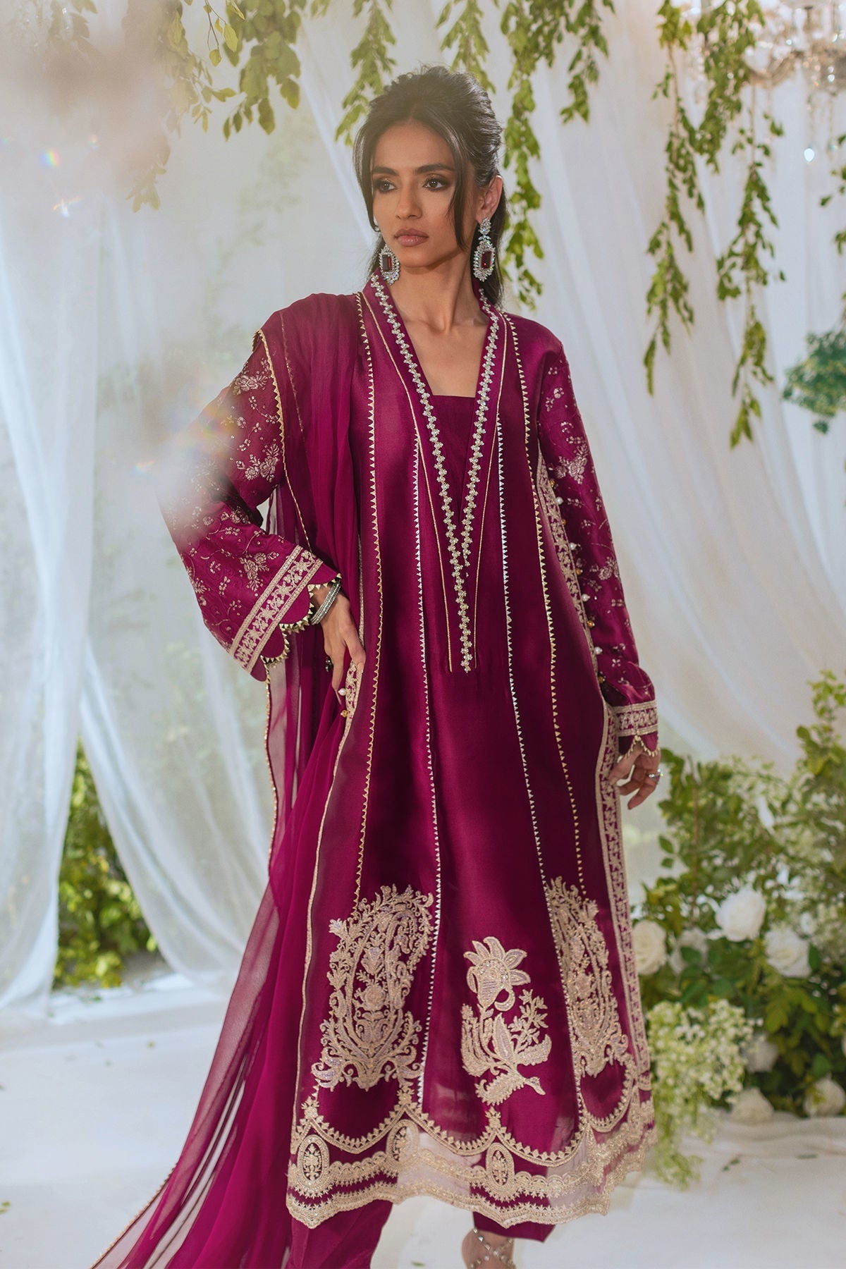 Annus Abrar | Lumi Eid Edit | Caleena-Brand:Annus Abrar-Type:Ladies Clothes-Berry-Silk-House of Maryam- Buy in UK, USA