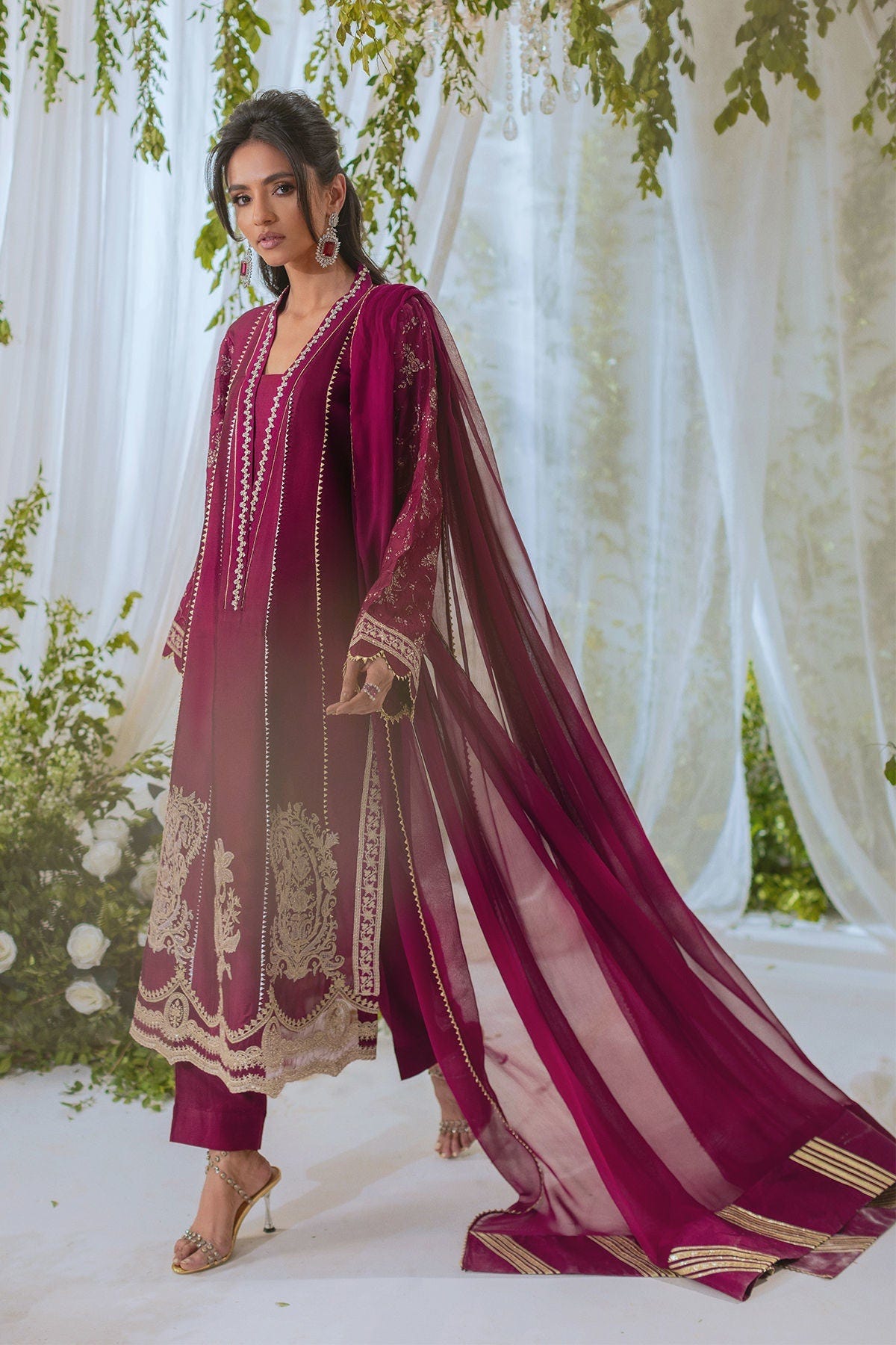 Annus Abrar | Lumi Eid Edit | Caleena-Brand:Annus Abrar-Type:Ladies Clothes-Berry-Silk-House of Maryam- Buy in UK, USA
