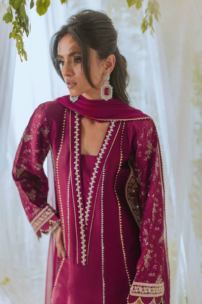 Annus Abrar | Lumi Eid Edit | Caleena-Brand:Annus Abrar-Type:Ladies Clothes-Berry-Silk-House of Maryam- Buy in UK, USA