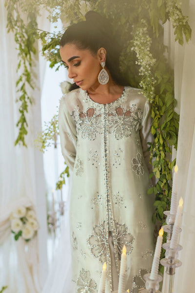 Annus Abrar | Lumi Eid Edit | Cara-Brand:Annus Abrar-Type:Ladies Clothes-Mint Gray-Silk-House of Maryam- Buy in UK, USA