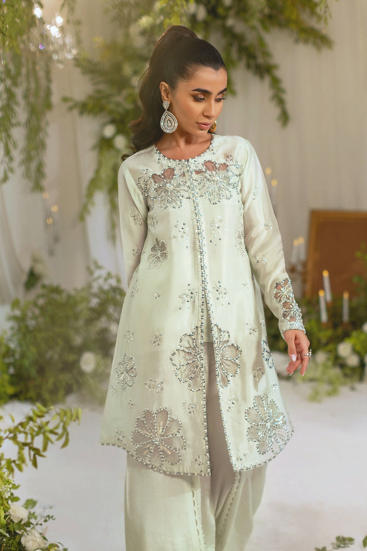 Annus Abrar | Lumi Eid Edit | Cara-Brand:Annus Abrar-Type:Ladies Clothes-Mint Gray-Silk-House of Maryam- Buy in UK, USA
