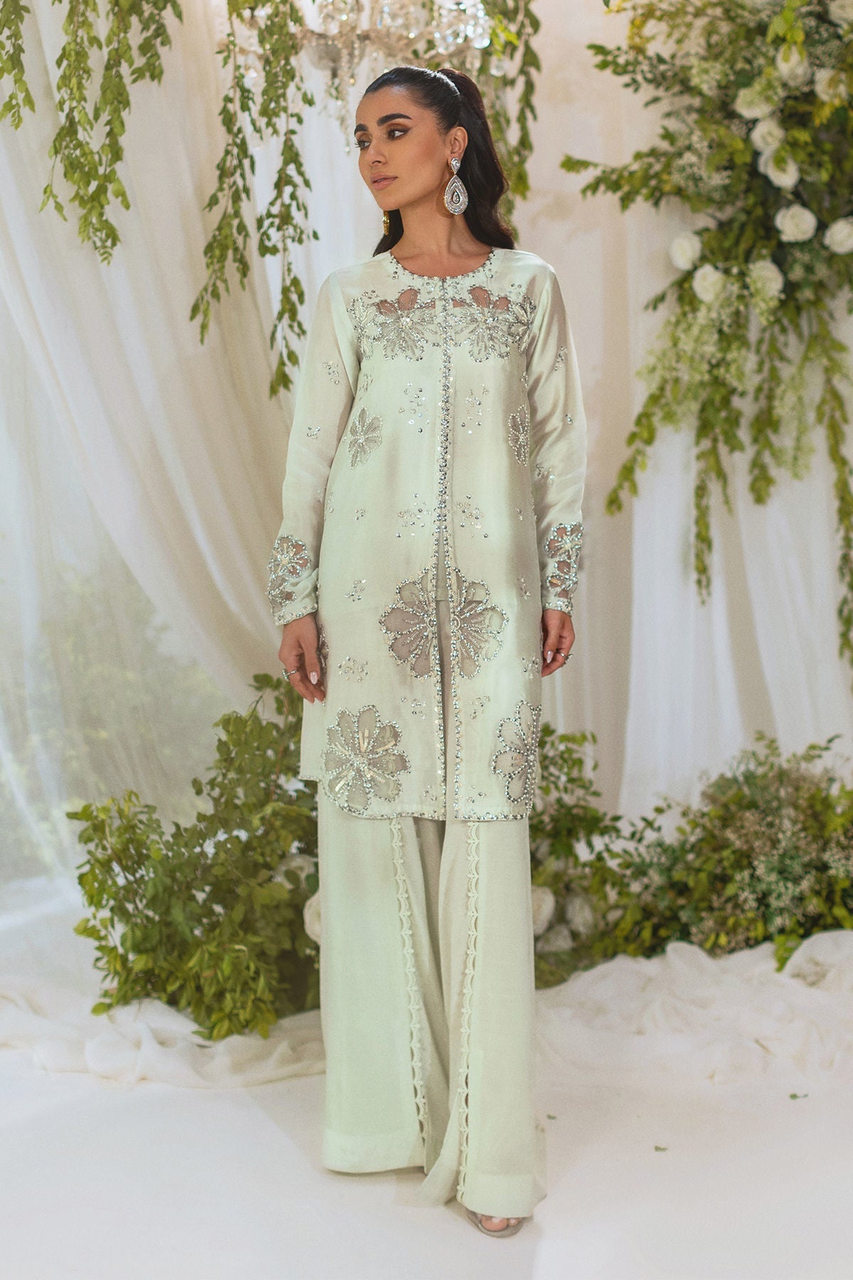 Annus Abrar | Lumi Eid Edit | Cara-Brand:Annus Abrar-Type:Ladies Clothes-Mint Gray-Silk-House of Maryam- Buy in UK, USA