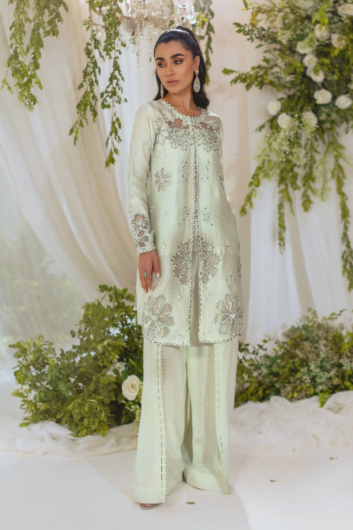 Annus Abrar | Lumi Eid Edit | Cara-Brand:Annus Abrar-Type:Ladies Clothes-Mint Gray-Silk-House of Maryam- Buy in UK, USA