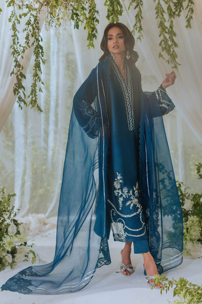 Annus Abrar | Lumi Eid Edit | Huraya-Brand:Annus Abrar-Type:Ladies Clothes-Deep Teal-Silk-House of Maryam- Buy in UK, USA