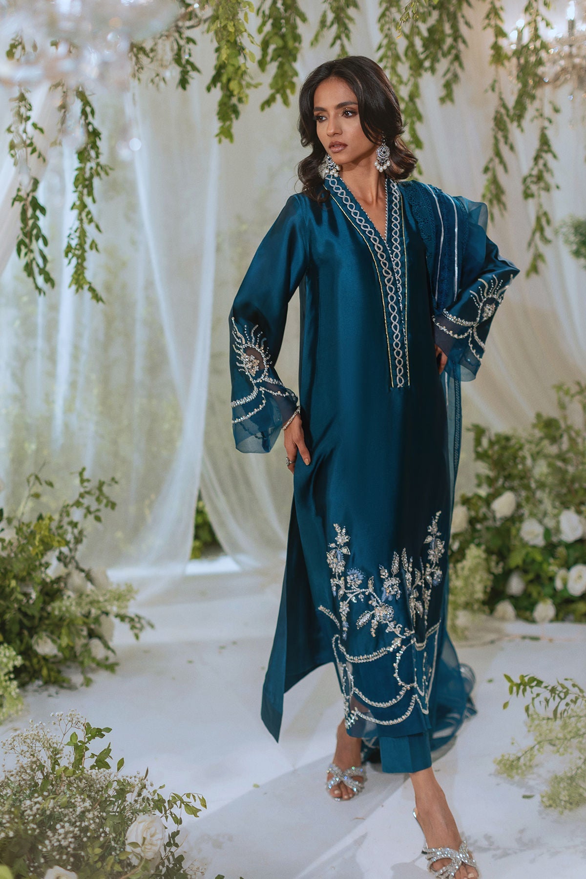 Annus Abrar | Lumi Eid Edit | Huraya-Brand:Annus Abrar-Type:Ladies Clothes-Deep Teal-Silk-House of Maryam- Buy in UK, USA