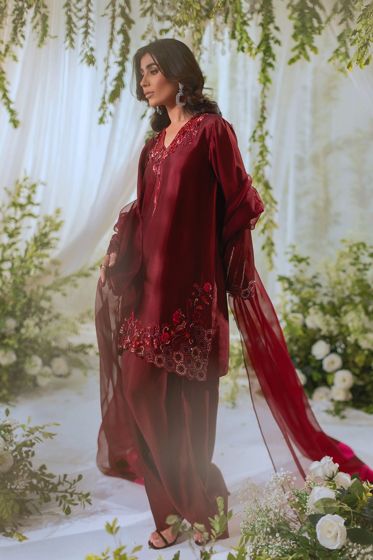 Annus Abrar | Lumi Eid Edit | Inara-Brand:Annus Abrar-Type:Ladies Clothes-Blood Red-Silk-House of Maryam- Buy in UK, USA