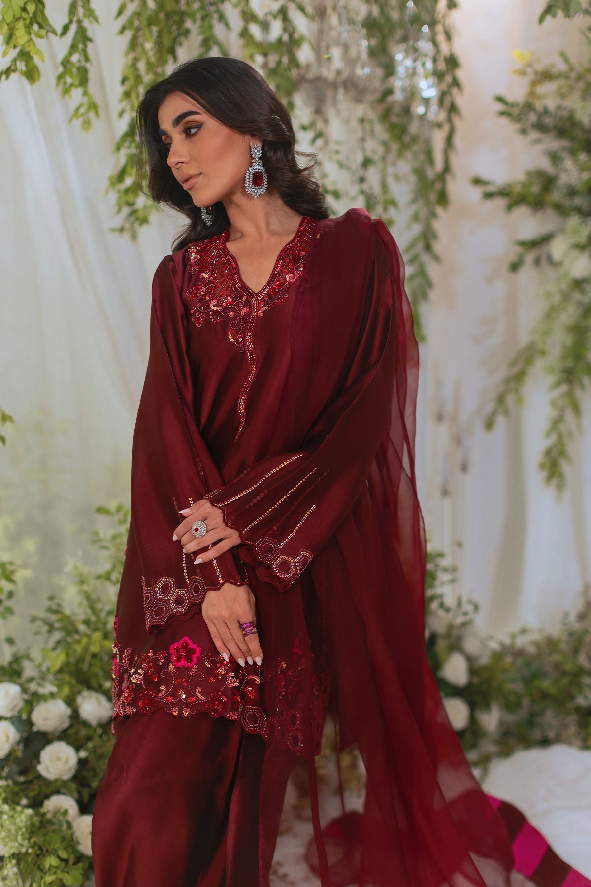 Annus Abrar | Lumi Eid Edit | Inara-Brand:Annus Abrar-Type:Ladies Clothes-Blood Red-Silk-House of Maryam- Buy in UK, USA