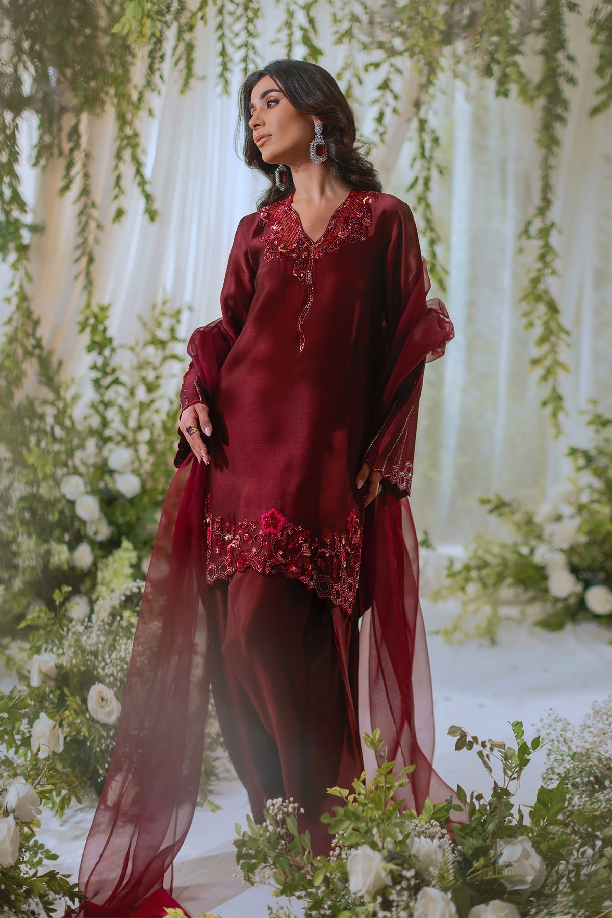 Annus Abrar | Lumi Eid Edit | Inara-Brand:Annus Abrar-Type:Ladies Clothes-Blood Red-Silk-House of Maryam- Buy in UK, USA