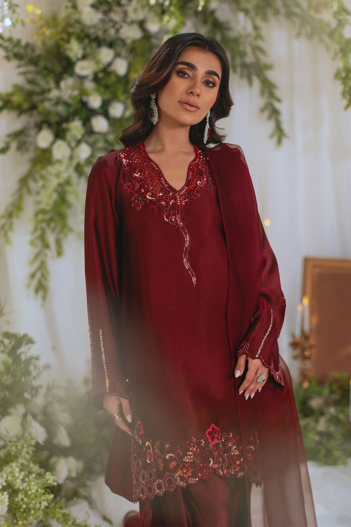 Annus Abrar | Lumi Eid Edit | Inara-Brand:Annus Abrar-Type:Ladies Clothes-Blood Red-Silk-House of Maryam- Buy in UK, USA