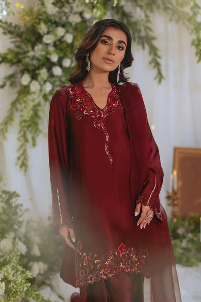 Annus Abrar | Lumi Eid Edit | Inara-Brand:Annus Abrar-Type:Ladies Clothes-Blood Red-Silk-House of Maryam- Buy in UK, USA