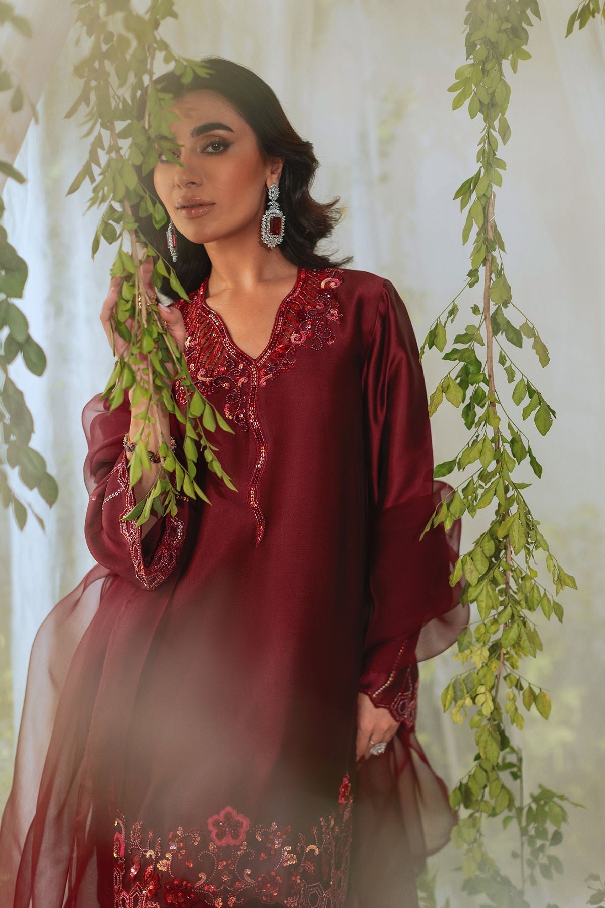 Annus Abrar | Lumi Eid Edit | Inara-Brand:Annus Abrar-Type:Ladies Clothes-Blood Red-Silk-House of Maryam- Buy in UK, USA