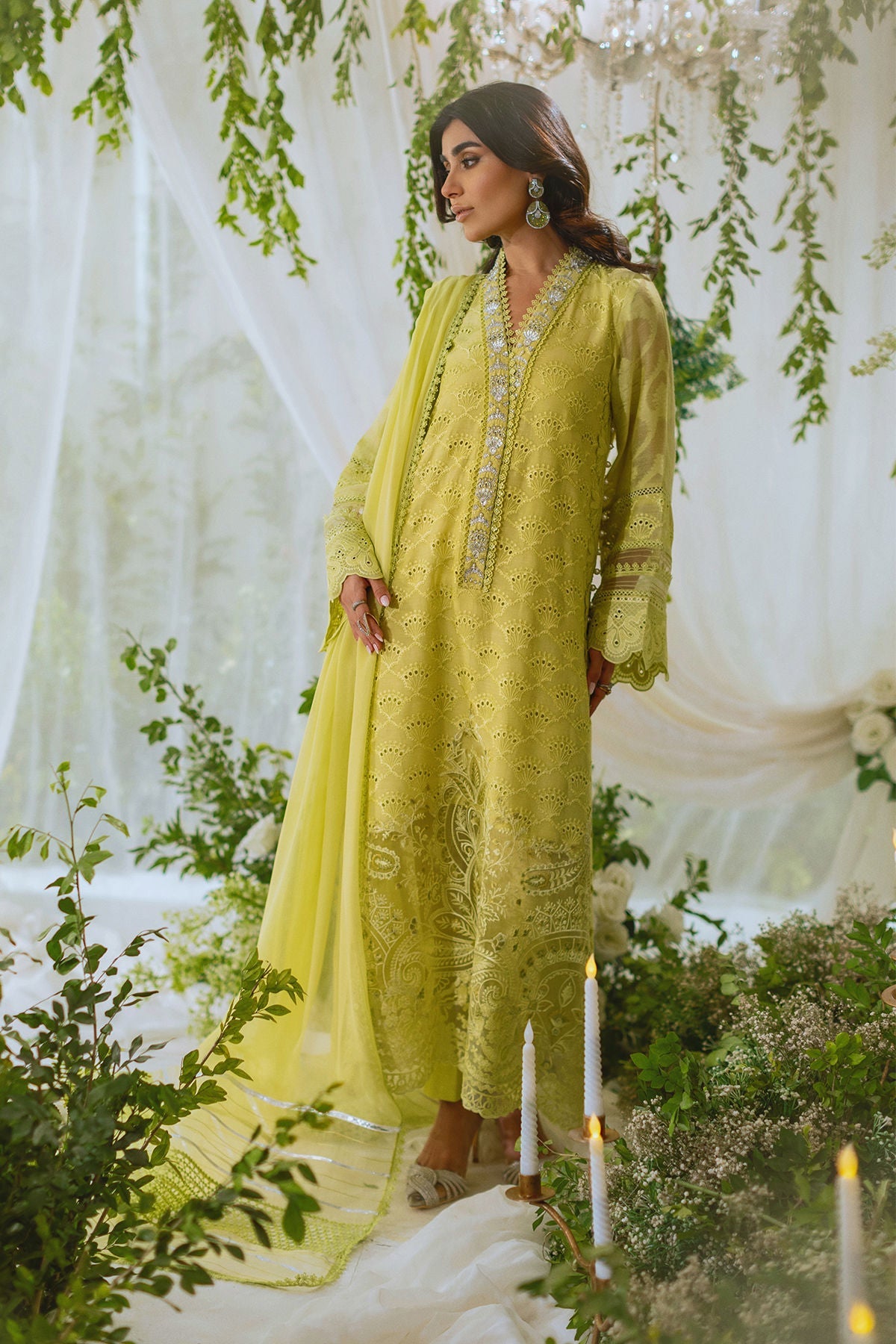 Annus Abrar | Lumi Eid Edit | Johana-Brand:Annus Abrar-Type:Ladies Clothes-Kiwi Green-Schiffli-House of Maryam- Buy in UK, USA