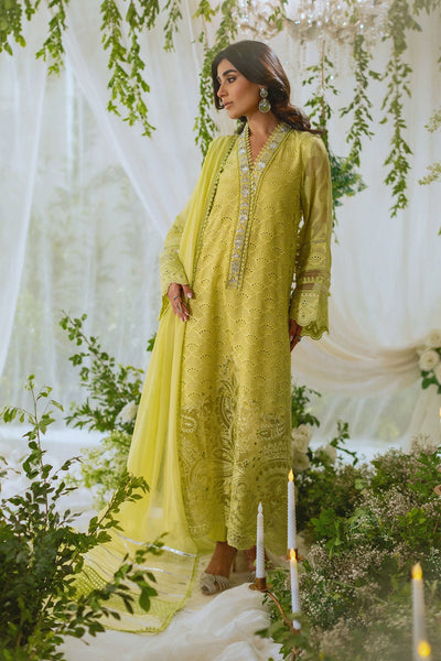 Annus Abrar | Lumi Eid Edit | Johana-Brand:Annus Abrar-Type:Ladies Clothes-Kiwi Green-Schiffli-House of Maryam- Buy in UK, USA