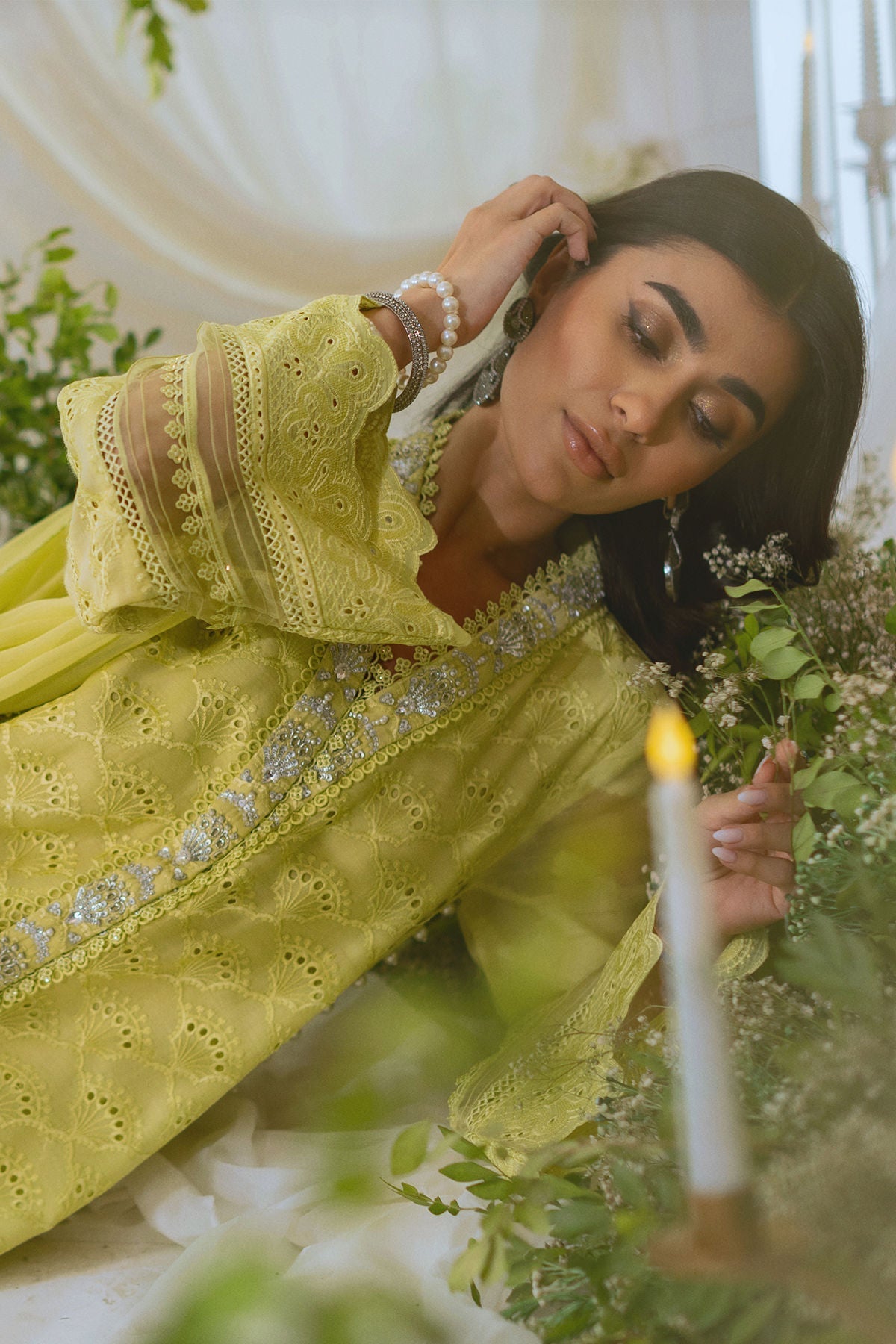 Annus Abrar | Lumi Eid Edit | Johana-Brand:Annus Abrar-Type:Ladies Clothes-Kiwi Green-Schiffli-House of Maryam- Buy in UK, USA