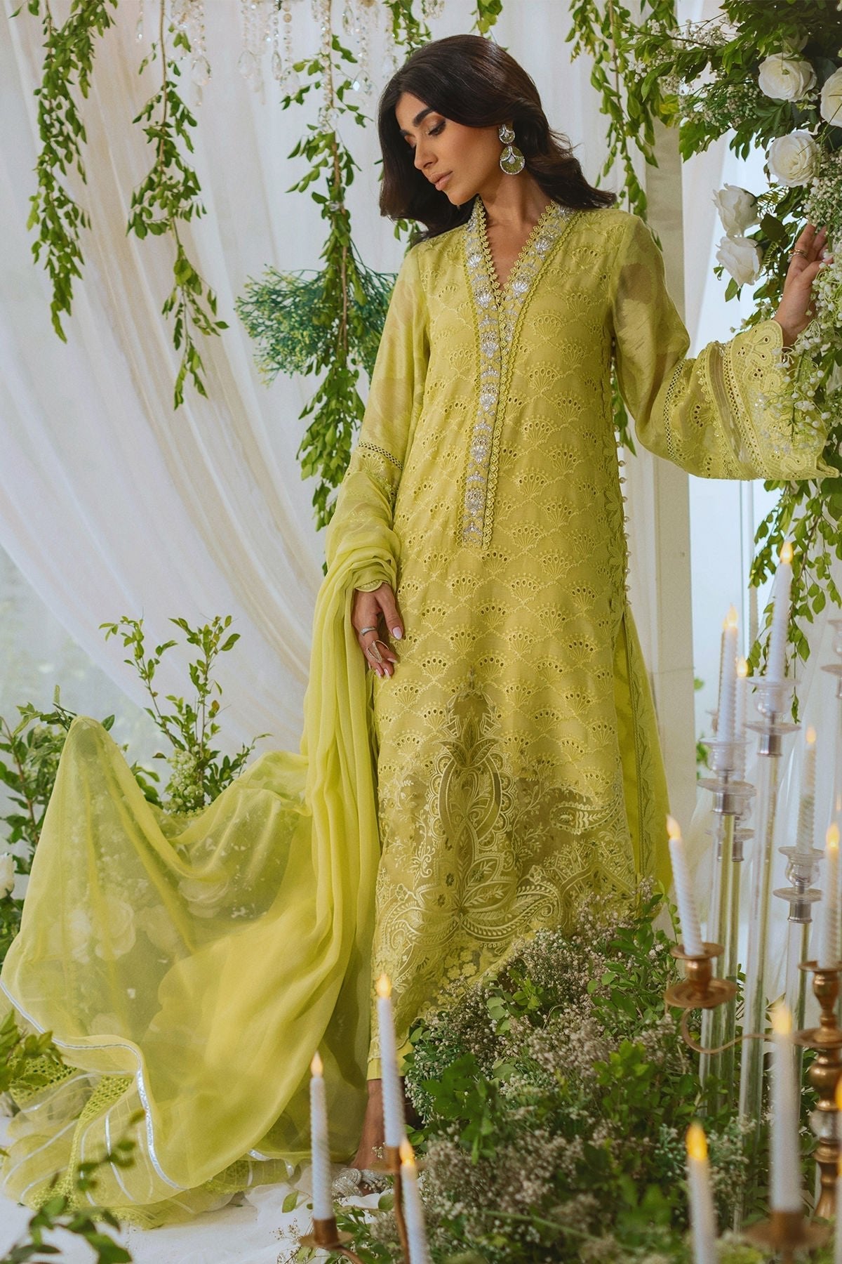 Annus Abrar | Lumi Eid Edit | Johana-Brand:Annus Abrar-Type:Ladies Clothes-Kiwi Green-Schiffli-House of Maryam- Buy in UK, USA
