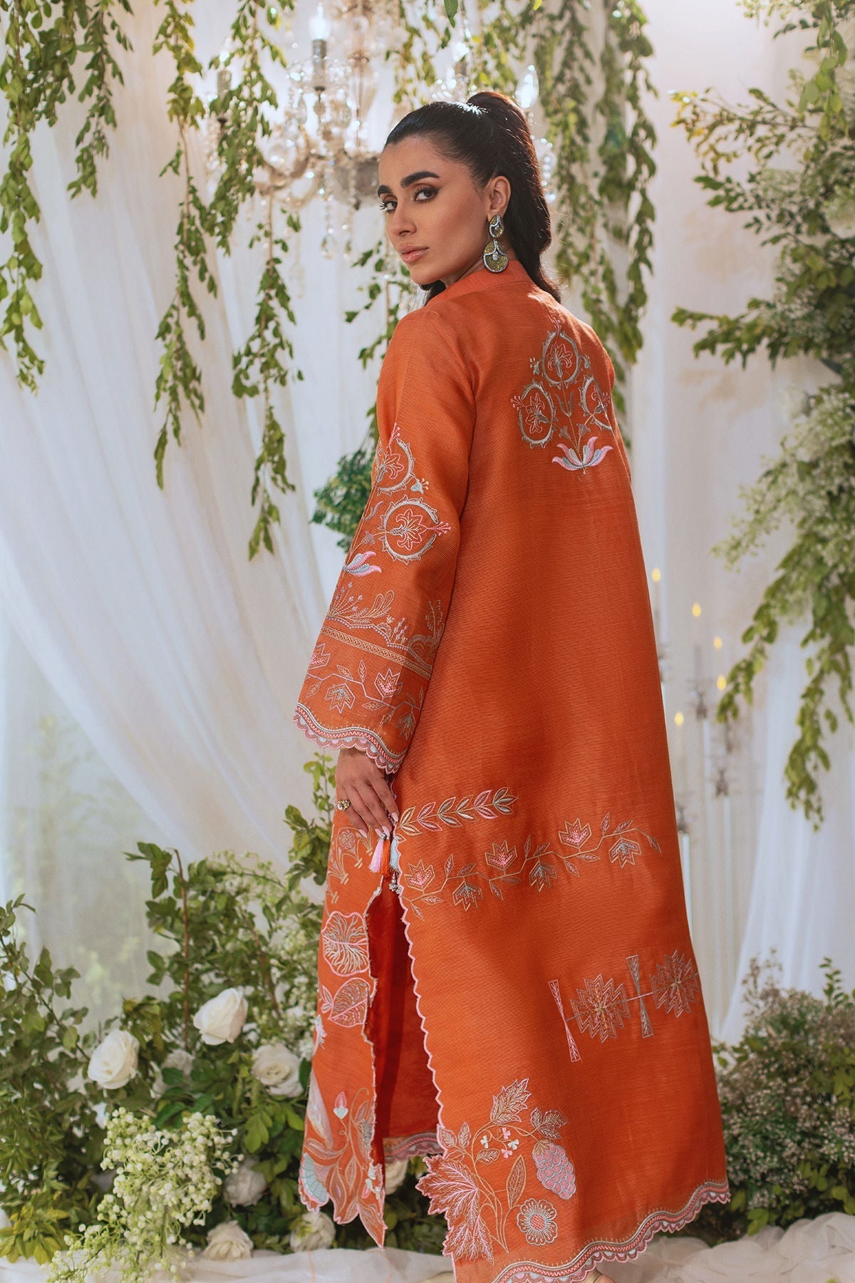 Annus Abrar | Lumi Eid Edit | Mia-Brand:Annus Abrar-Type:Ladies Clothes-Rust-Stripped Organza-House of Maryam- Buy in UK, USA
