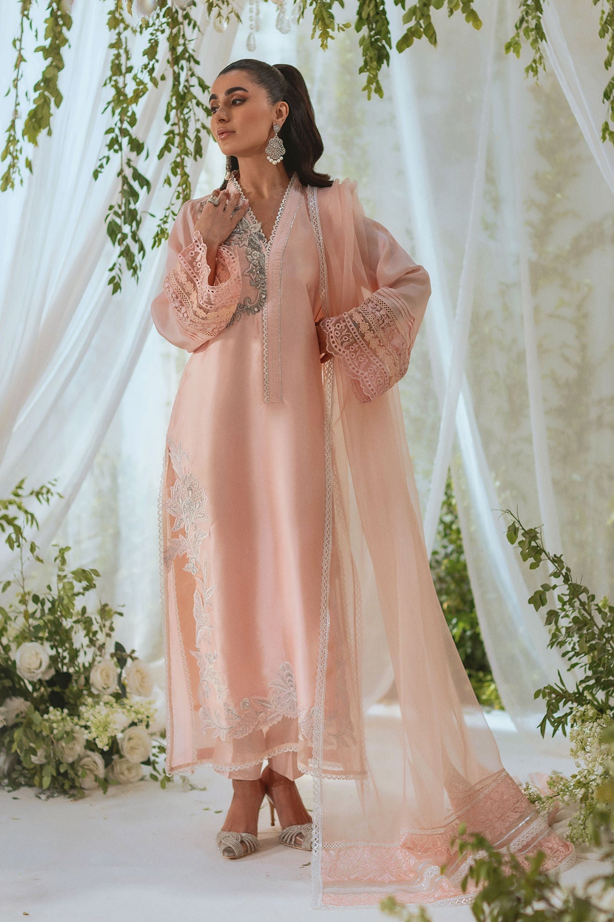 Annus Abrar | Lumi Eid Edit | Nayimah-Brand:Annus Abrar-Type:Ladies Clothes-Pale Peach-Silk-House of Maryam- Buy in UK, USA
