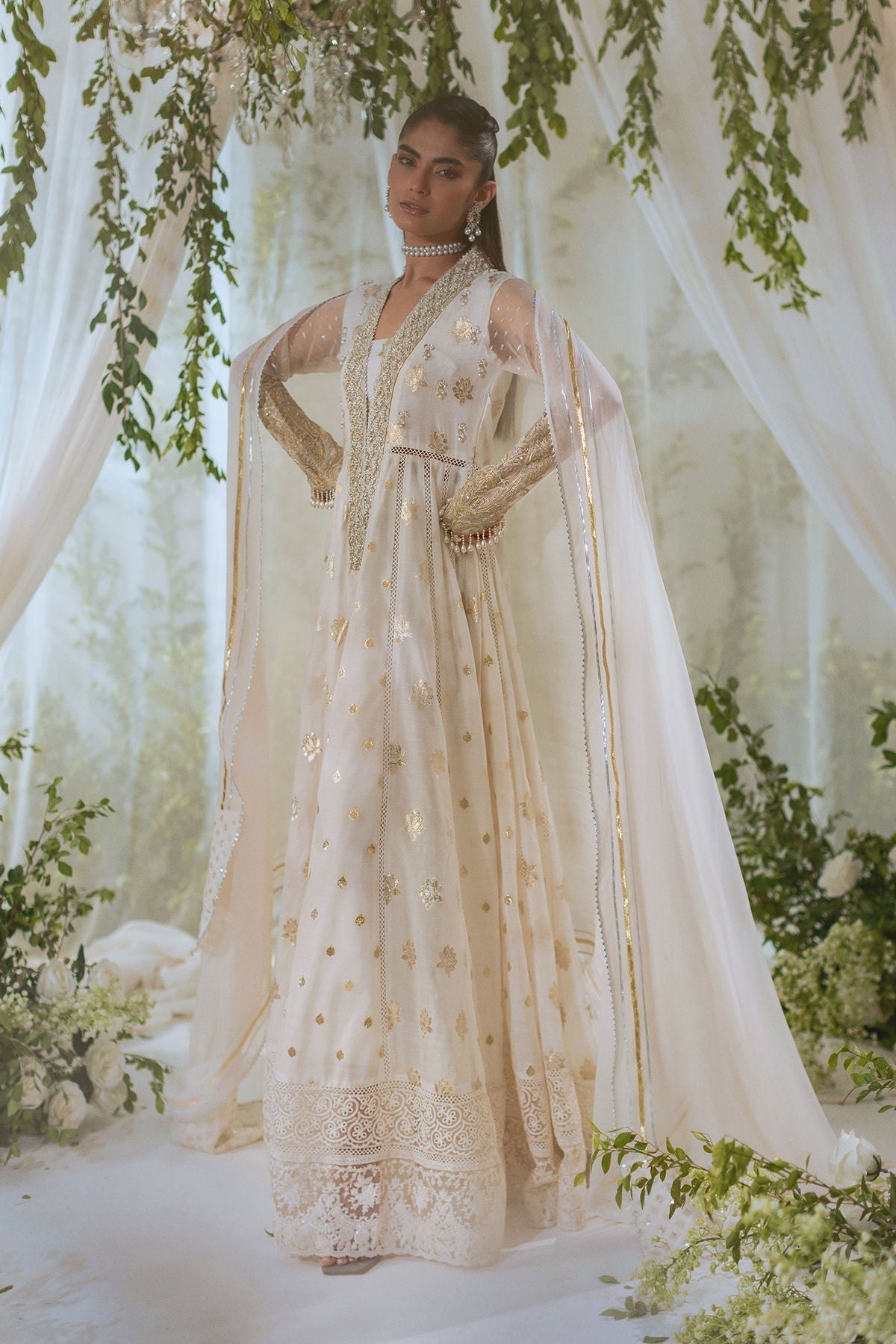 Annus Abrar | Lumi Eid Edit | Nuha Kalidar-Brand:Annus Abrar-Type:Ladies Clothes-Dusty White-Lorex-House of Maryam- Buy in UK, USA