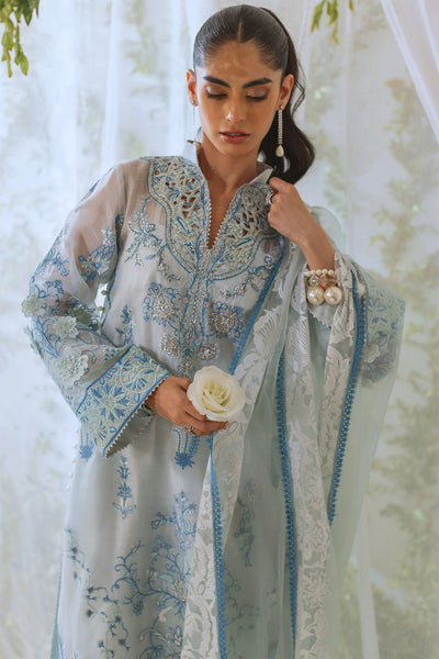 Annus Abrar | Lumi Eid Edit | Rihaam-Brand:Annus Abrar-Type:Ladies Clothes-Ice Blue-Stripped Organza-House of Maryam- Buy in UK, USA