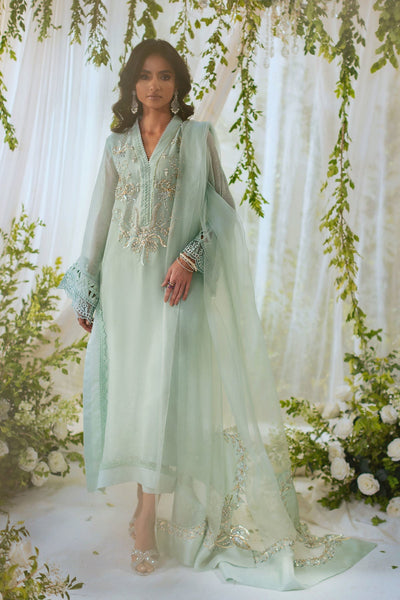 Annus Abrar | Lumi Eid Edit | Safa-Brand:Annus Abrar-Type:Ladies Clothes-Mint-Silk Net-House of Maryam- Buy in UK, USA