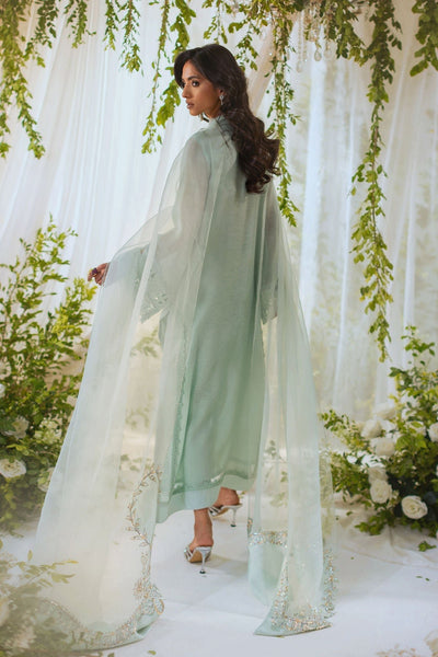 Annus Abrar | Lumi Eid Edit | Safa-Brand:Annus Abrar-Type:Ladies Clothes-Mint-Silk Net-House of Maryam- Buy in UK, USA