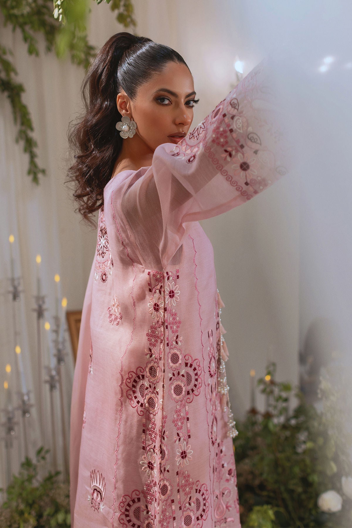 Annus Abrar | Lumi Eid Edit | Zimal-Brand:Annus Abrar-Type:Ladies Clothes-Tea Pink-Organza-House of Maryam- Buy in UK, USA